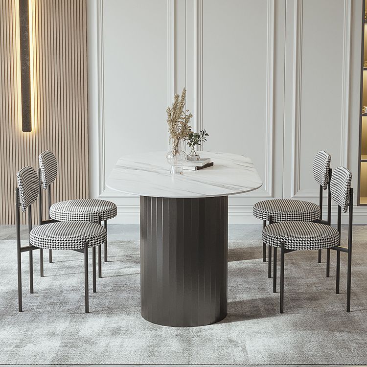 Modern Oval Dining Table White Sintered Stone Dining Table with Double Pedestal Base for Home Clearhalo ' dining_table' 'Dining Tables & Seating' 'Dining Tables' 'furn' 'furn_dining_table' 'Furniture' 'furniture_dining_table' 'Kitchen & Dining Furniture' 'kitchen&dining_furn' 'kitchen' 'kitchen_dining_table' 1200x1200_e7dd8bb9-81cb-4a2e-8d4d-e8c345be007f