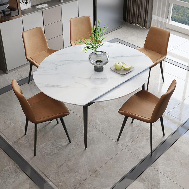 Contemporary Style Round Dining Table Set 1/4/6/7 Pieces Sintered Stone Dining Set Clearhalo 'Dining Room Sets' 'Dining Tables & Seating' 'dining_room_set' 'furn' 'furn_dining_room_set' 'Furniture' 'Kitchen & Dining Furniture' 1200x1200_e7dfc796-48d8-439d-9ea3-9af79ddf53c3