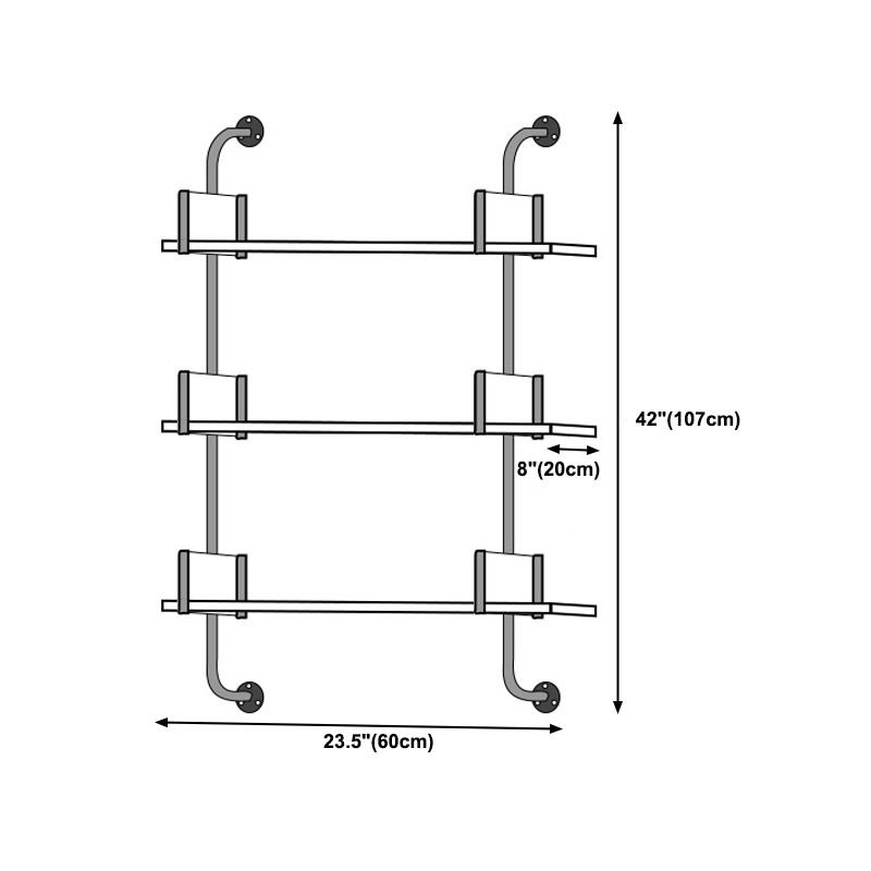 Wooden Wall Mounted Bookshelf Industrial Floating Storage Bookcase