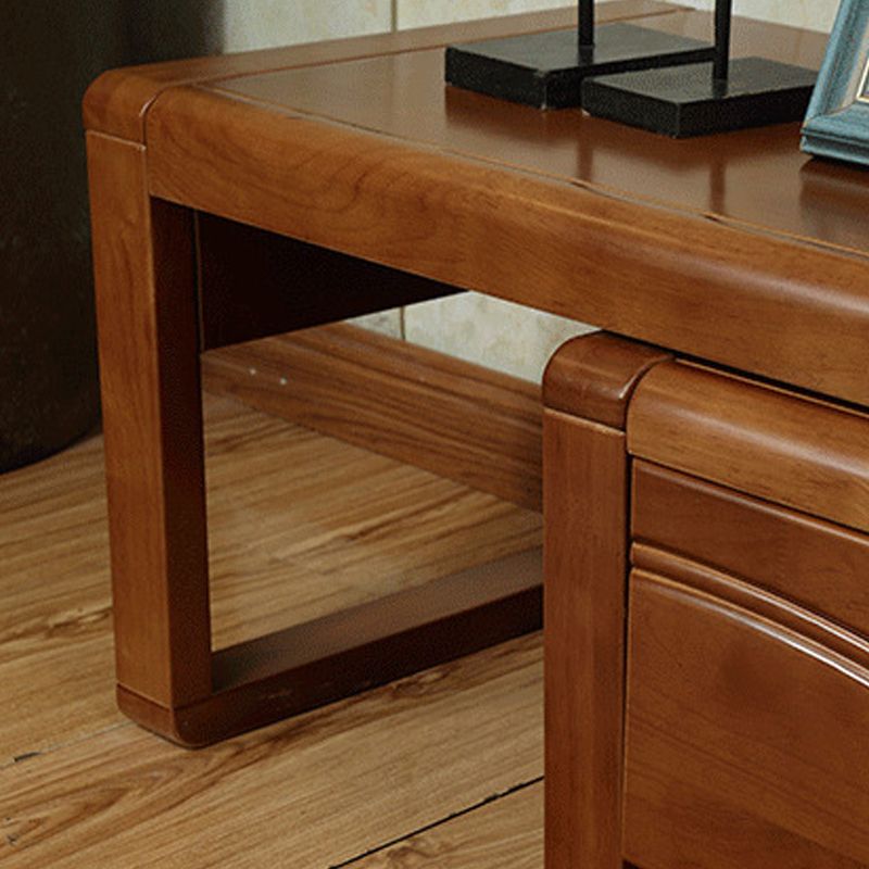 Soporte tradicional para TV, consola de soporte para TV de madera de caucho con cajones