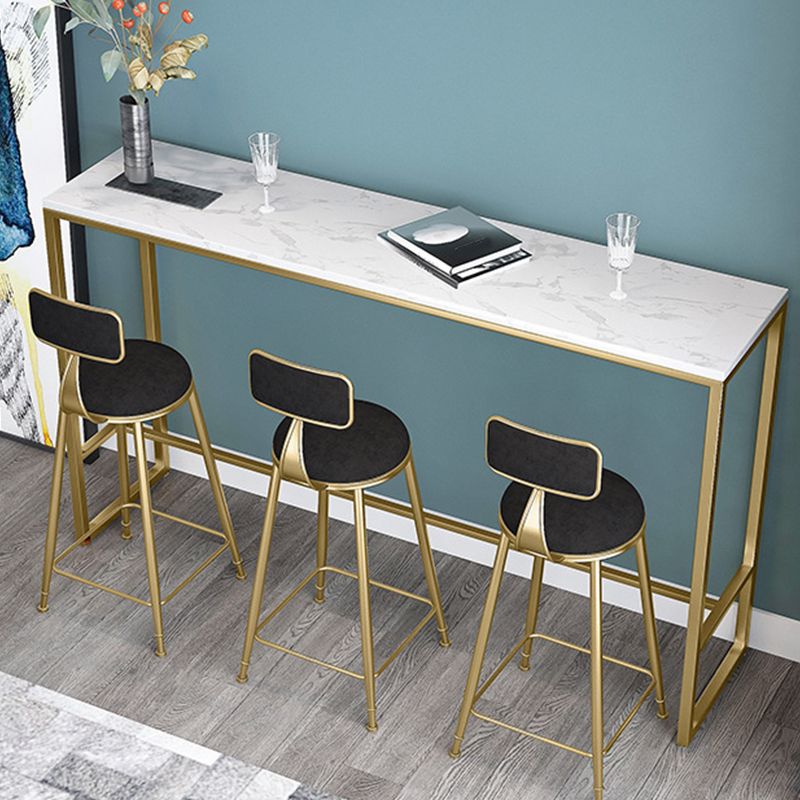 Rectangular Bar Height Table Gold Legs and Metal Base Bistro Pub Table Clearhalo 'Bar Furniture' 'Bar Tables' 'bar_tables' 'furn' 'furn_bar_tables' 'Furniture' 'Kitchen & Dining Furniture' 1200x1200_e7e15998-f255-486f-a811-fffdbc2d80e9