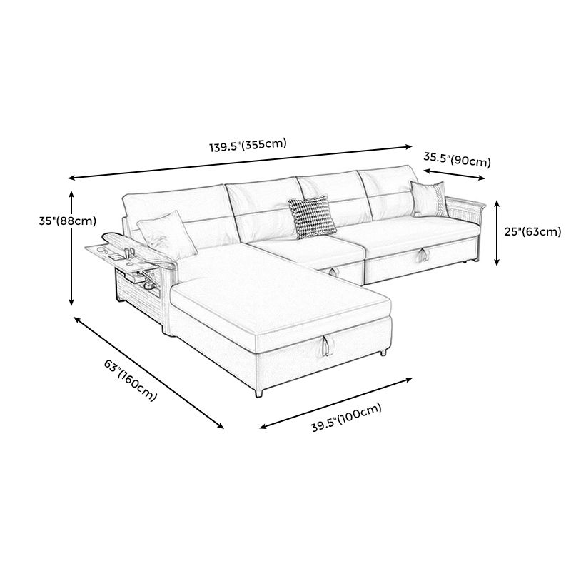 Faux Leather Futon Sectionals with Storage and  Slipcovered for Living Room