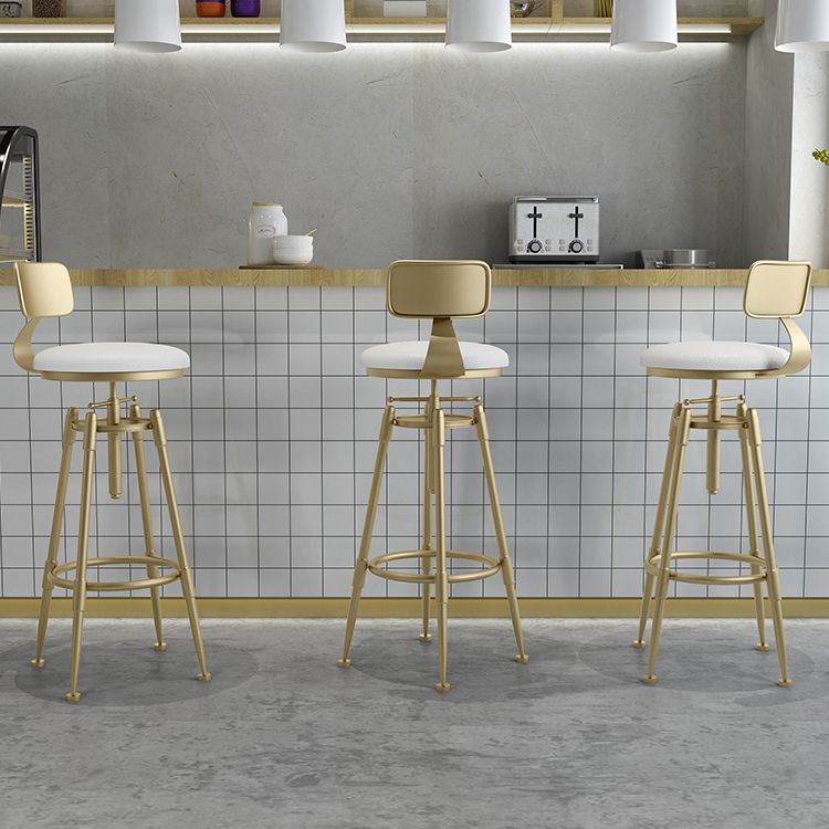 Glam Liftable Rotatable Counter Stool Iron Cafe Bar Stool with Cushion and Pedal Clearhalo 'Bar Furniture' 'Bar Stools' 'bar_stools' 'furn' 'furn_bar_stools' 'Furniture' 'furniture_bar_stools' 'Kitchen & Dining Furniture' 1200x1200_e7e2a8e1-4eec-4d4d-8379-1b538fcce738