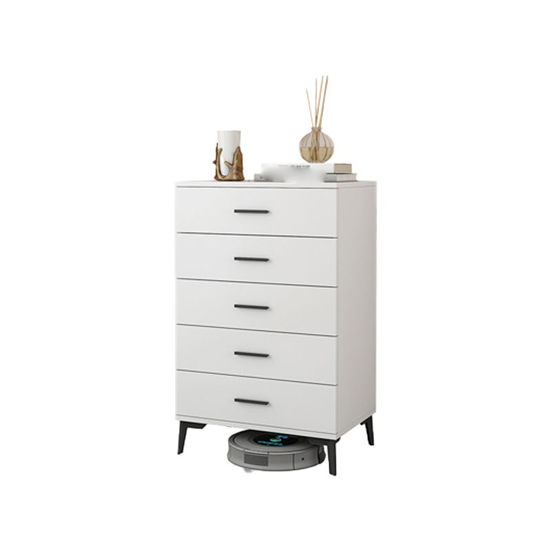 Wooden White  Accent Cabinet Modern Chest with 5 Drawers Modern