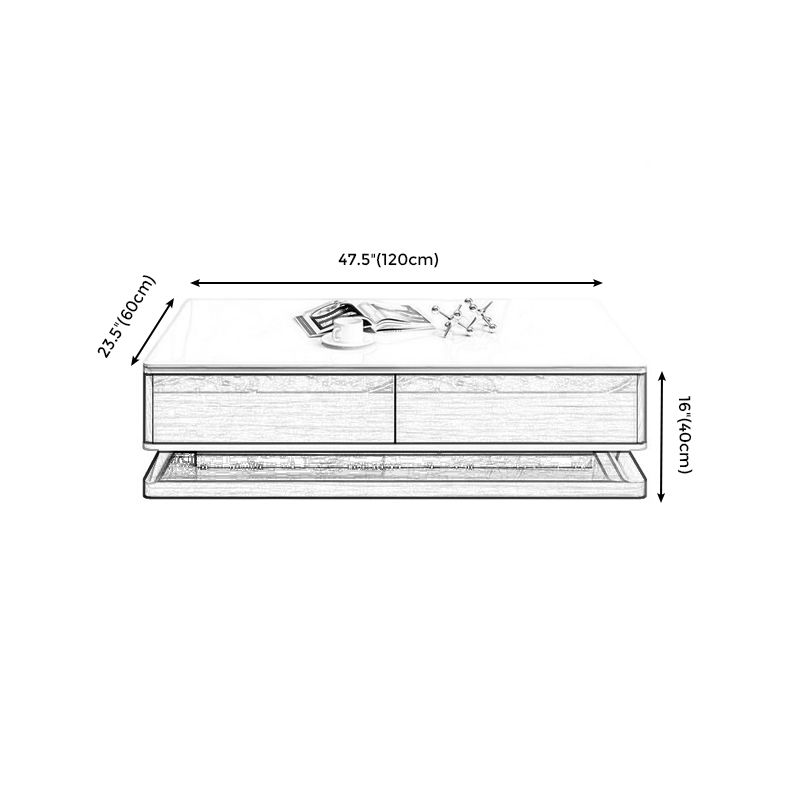 Modern Marble/Glass Block Coffee Table with Drawer Rectangular Cocktail Table Clearhalo 'Coffee & Accent Tables' 'Coffee Tables' 'coffee_tables' 'furn' 'furn_coffee_tables' 'Furniture' 'furniture_coffee_tables' 'Living Room Furniture' 1200x1200_e7e39d04-3f7d-4338-b9cf-63a93d548bee