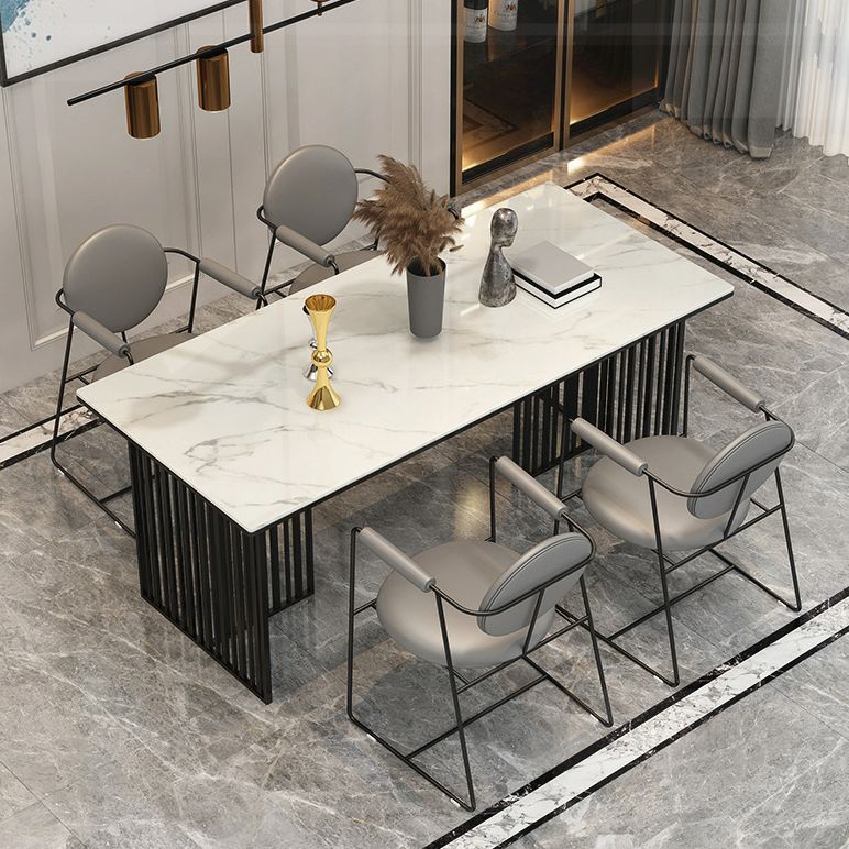 Luxury 1/5 Pieces Rectangle Dining Set Sintered Stone Dining Table with Leather Chairs Clearhalo 'Dining Room Sets' 'Dining Tables & Seating' 'dining_room_set' 'furn' 'furn_dining_room_set' 'Furniture' 'furniture_dining_room_set' 'Kitchen & Dining Furniture' 1200x1200_e7e4947c-0022-4b17-852a-6246dabd1cf5