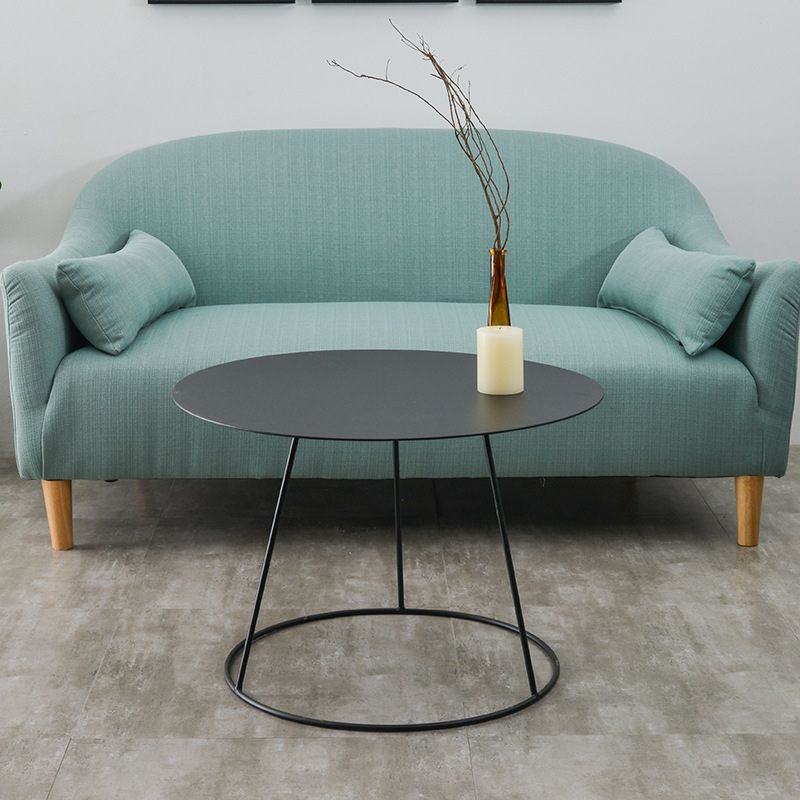 Mid-Century Modern Iron Coffee Table Set Black Finish Round Cocktail Table Clearhalo 'Coffee & Accent Tables' 'Coffee Tables' 'coffee_tables' 'furn' 'furn_coffee_tables' 'Furniture' 'Living Room Furniture' 1200x1200_e7e4c342-bc8e-49e1-b490-a3c3d7cdf5a0