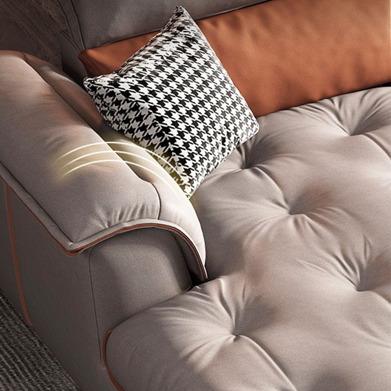 Tufted Pillow Top Arm Sofa with Chaise 133.86" W Faux Leather Sofa