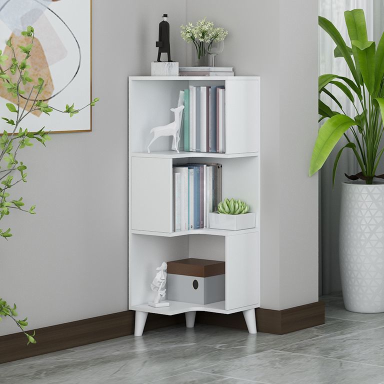 Corner Shelf Bookcase Vertical Closed Back Bookshelf for Office