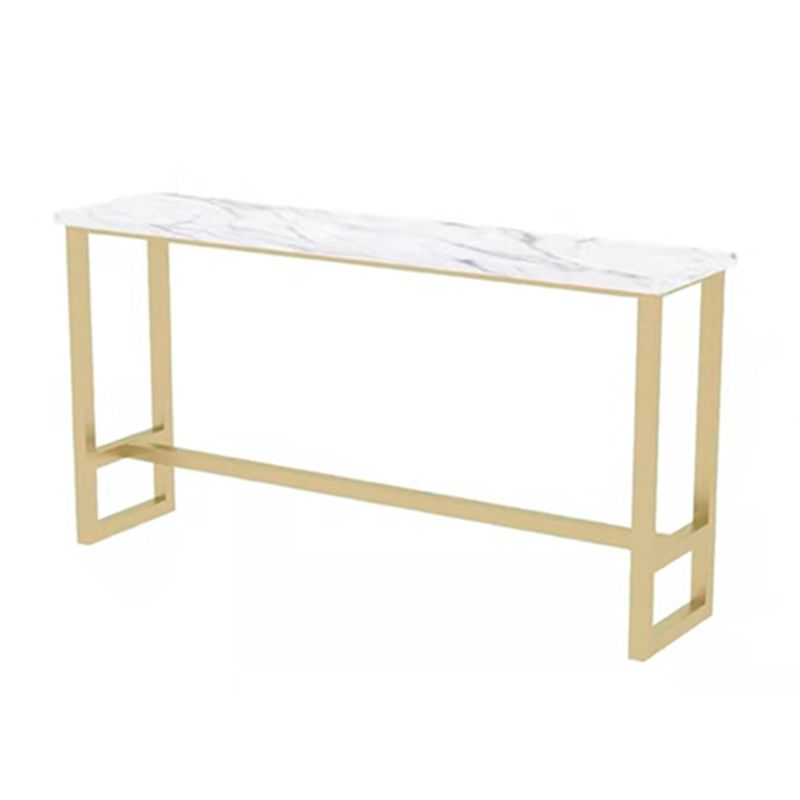 Glam Pub Table with Gold Metal Trestle Rectangle Wood Top Bar Table Clearhalo 'Bar Furniture' 'Bar Tables' 'bar_tables' 'furn' 'furn_bar_tables' 'Furniture' 'Kitchen & Dining Furniture' 1200x1200_e7ed30a6-1b04-4319-9aa6-8c3435f7c326