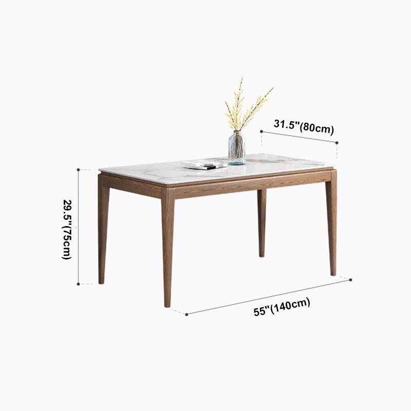 Rectangle Mid-Century Modern Dining Table White Sintered Stone Table with 4 Solid Wood Legs Clearhalo ' dining_table' 'Dining Tables & Seating' 'Dining Tables' 'furn' 'furn_dining_table' 'Furniture' 'furniture_dining_table' 'Kitchen & Dining Furniture' 'kitchen&dining_furn' 'kitchen' 'kitchen_dining_table' 1200x1200_e7edc2d5-61fd-4eec-8920-0976aec21458