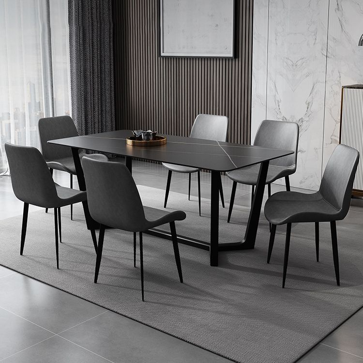Industrial Style Dining Site Table Rectangle Stone Table with Trestle Base Clearhalo ' dining_table' 'Dining Tables & Seating' 'Dining Tables' 'furn' 'furn_dining_table' 'Furniture' 'furniture_dining_table' 'Kitchen & Dining Furniture' 'kitchen&dining_furn' 'kitchen' 'kitchen_dining_table' 1200x1200_e7ef04e9-019e-4a8e-9a75-d13fb7a33235