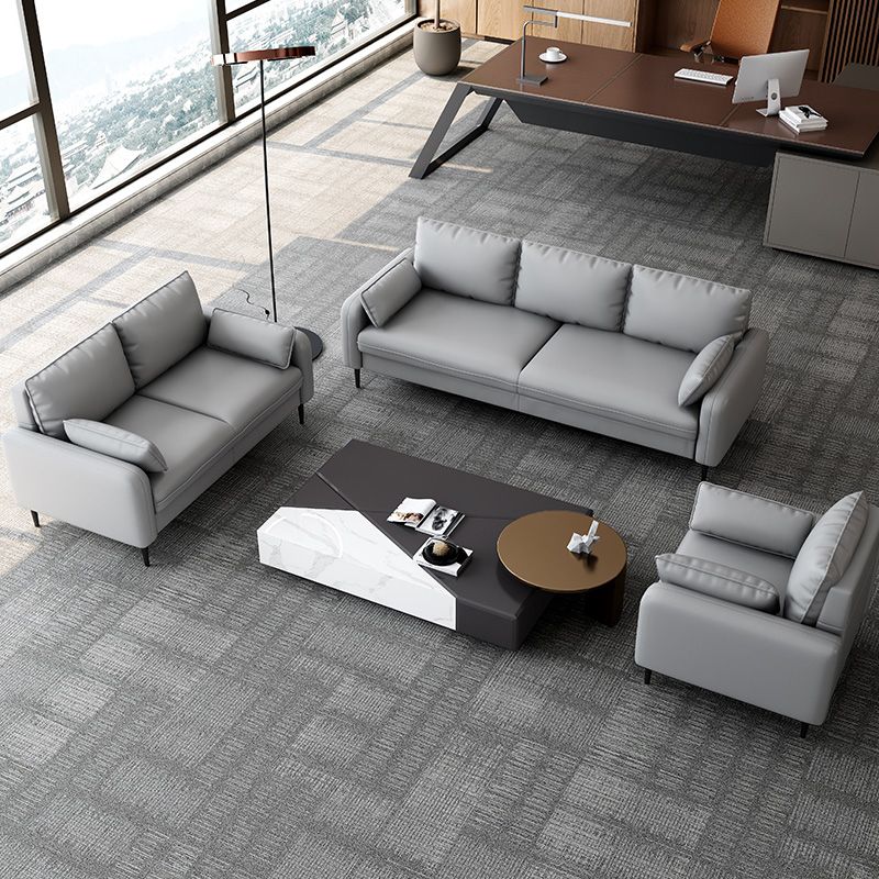 Scandinavian Faux Leather Sofa with Pillow Top Arms for 3 People Clearhalo 'furn' 'furn_sofas' 'Furniture' 'Living Room Furniture' 'Sofa' 'sofas' 1200x1200_e7f157b9-5df4-4010-a73f-2c2bd69f373a