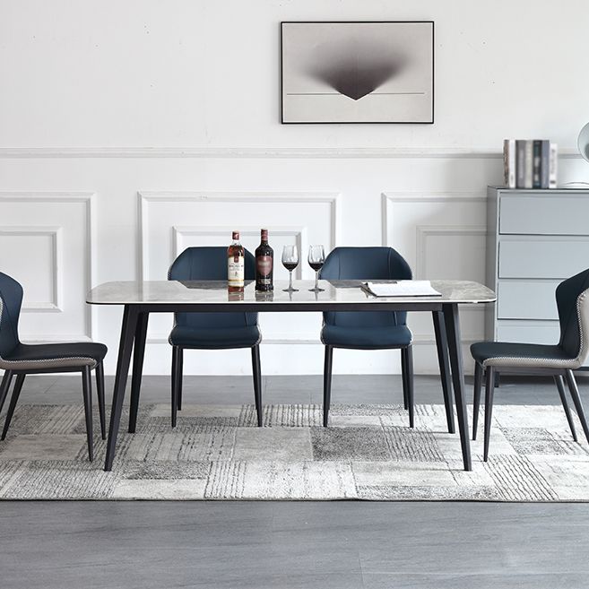 Contemporary Dining Table Sintered Stone Dining Table with 4 Black Legs for Dining Clearhalo ' dining_table' 'Dining Tables & Seating' 'Dining Tables' 'furn' 'furn_dining_table' 'Furniture' 'furniture_dining_table' 'Kitchen & Dining Furniture' 'kitchen&dining_furn' 'kitchen' 'kitchen_dining_table' 1200x1200_e7f69f94-30e0-4fbb-a6ba-c43347cde41a