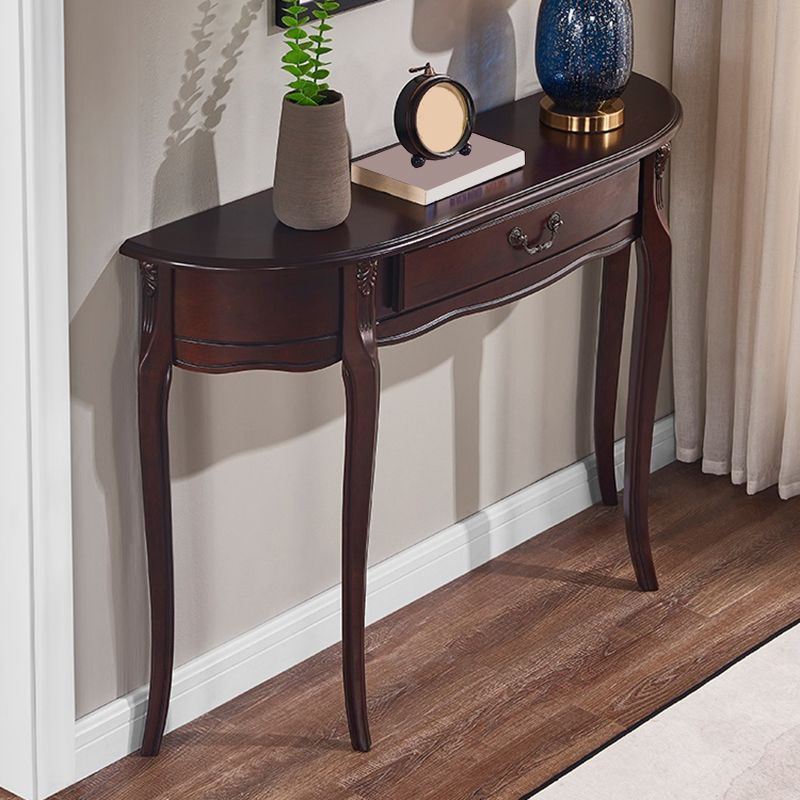 Mid-Century Modern Console Table Half Moon 4 Legs Rubbered Wood Sofa Console Table Clearhalo 'Console Tables' 'console_tables' 'Entry & Mudroom Furniture' 'furn' 'furn_console_tables' 'Furniture' 1200x1200_e7f6ade3-21ca-4b62-b952-f2394600abd8