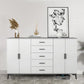 White Wooden Accent Cabinet with Door Modern Chest with 5 Drawers