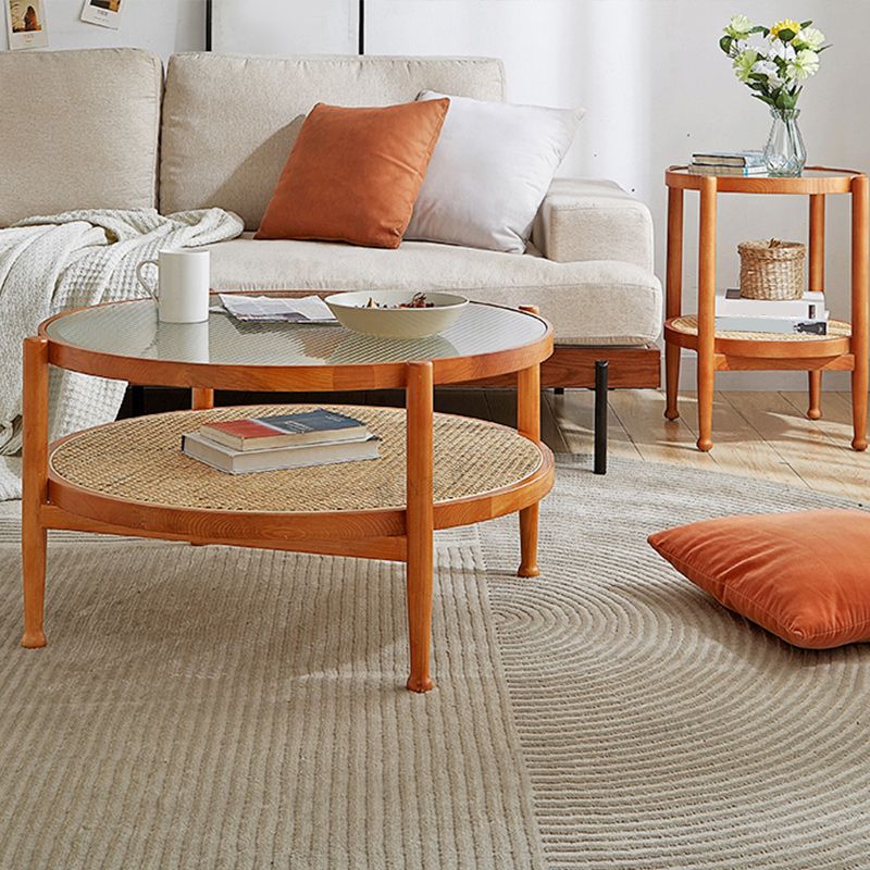 Tropical Round Cocktail Table Storage Solid Wood Coffee Table Clearhalo 'Coffee & Accent Tables' 'Coffee Tables' 'coffee_tables' 'furn' 'furn_coffee_tables' 'Furniture' 'Living Room Furniture' 1200x1200_e7f739ca-7e19-4830-bff1-456864277184