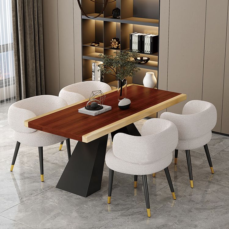 Modern Style Dining Table Solid Wood Rectangle Table with Black Base Clearhalo 'Dining Tables & Seating' 'Dining Tables' 'dining_table' 'furn' 'furn_dining_table' 'Furniture' 'Kitchen & Dining Furniture' 1200x1200_e7f79c22-36cd-4c78-ba23-050d2be07261