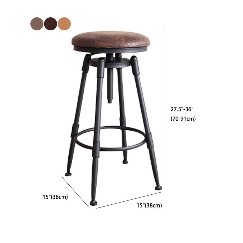 Taburete industrial de metal tapizado de piel sintética con acabado mate para interior