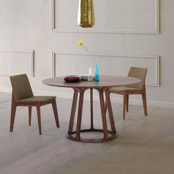 Round Pedestal Casual Dining Table Wood Color Fixed Table with Solid Wood Clearhalo ' dining_table' 'Dining Tables & Seating' 'Dining Tables' 'furn' 'furn_dining_table' 'Furniture' 'furniture_dining_table' 'Kitchen & Dining Furniture' 'kitchen&dining_furn' 'kitchen' 'kitchen_dining_table' 1200x1200_e7fbc090-86f1-4003-894d-769800dae463
