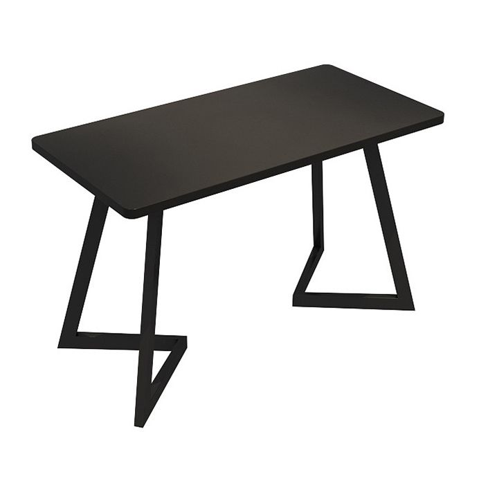 Industrial Dining Table Double Metal Pedestal Table with Black Tabletop for Dining Room Clearhalo ' dining_table' 'Dining Tables & Seating' 'Dining Tables' 'furn' 'furn_dining_table' 'Furniture' 'furniture_dining_table' 'Kitchen & Dining Furniture' 'kitchen&dining_furn' 'kitchen' 'kitchen_dining_table' 1200x1200_e7fd2c8e-4835-4600-a799-d7b50a81d80e