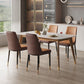 Mesa de comedor de piedra blanca rectangular contemporánea con 4 pies de madera