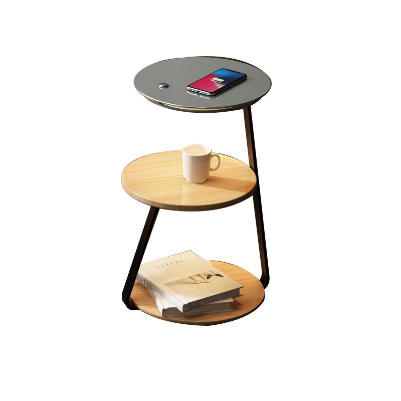 Modern Solid Wood Round 3-Tier Living Room Accent Side Table