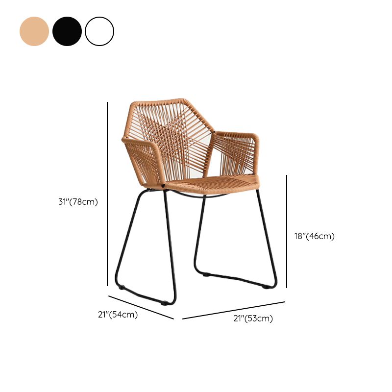 Modern Style Wicker Low Back Armed Bar Stool with Metal Legs Clearhalo 'Bar Furniture' 'Bar Stools' 'bar_stools' 'furn' 'furn_bar_stools' 'Furniture' 'Kitchen & Dining Furniture' 1200x1200_e7ff6993-68f3-4ce4-a737-7698c2962953