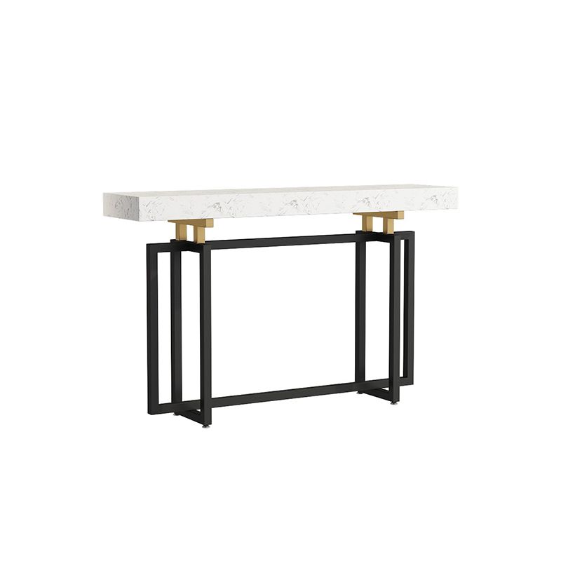 Console resistente alla macchia di rettangolo di marmo glam in nero/bianco