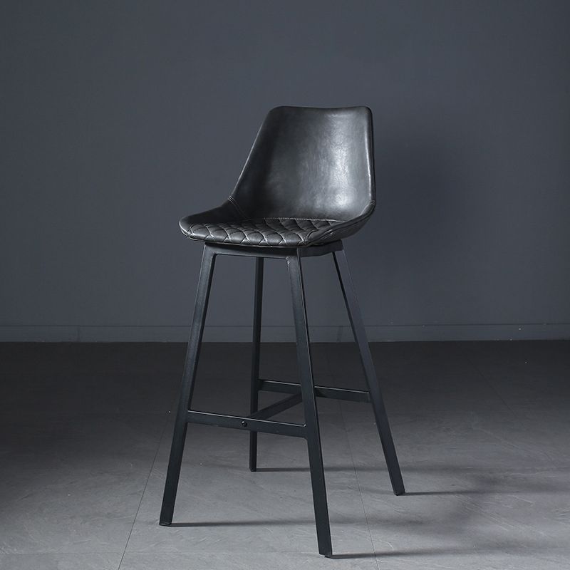 Modern PU Leather Bar-stool Bucket Seat Counter Bar Stool with Metal Legs Clearhalo 'Bar Furniture' 'Bar Stools' 'bar_stools' 'furn' 'furn_bar_stools' 'Furniture' 'Kitchen & Dining Furniture' 1200x1200_e8014636-26e9-4431-8627-98d601646eeb