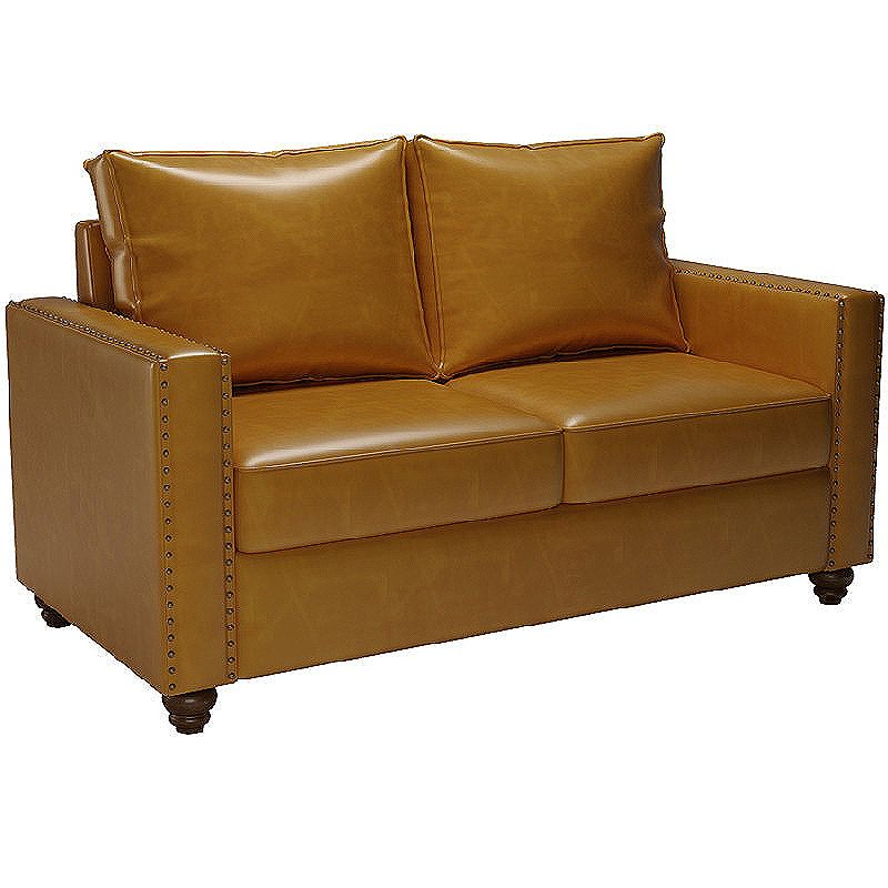 Mid Century Modern Leather Sofa 31.5"High Rolled Arm Sofa for Cafe Clearhalo 'furn' 'furn_sofas' 'Furniture' 'furniture_sofas' 'kitchen' 'kitchen_sofas' 'Living Room Furniture' 'Sofa' 'sofas' 1200x1200_e8021648-041f-429a-b33b-5cffc443d1e0