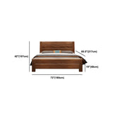 42.12" High Panel Bed with Storage Brown Walnut Bed with Headboard
