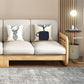 Solid Wood/Linen Natural Sofa with Chaise Nordic 34.65" H Cushions Sofa