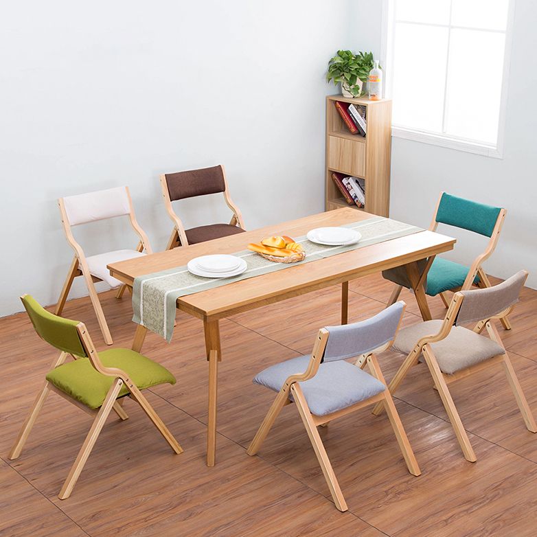 Contemporary Open Linen Side Chair Matte Finish Folding Dining Chair with Natural Legs Clearhalo ' kitchen&dining_furn' 'Dining Chairs' 'Dining Tables & Seating' 'dining_chair' 'furn' 'furn_dining_chair' 'Furniture' 'furniture_dining_chair' 'Kitchen & Dining Furniture' 'kitchen' 1200x1200_e802985e-2a18-4650-89b0-67b32336f290