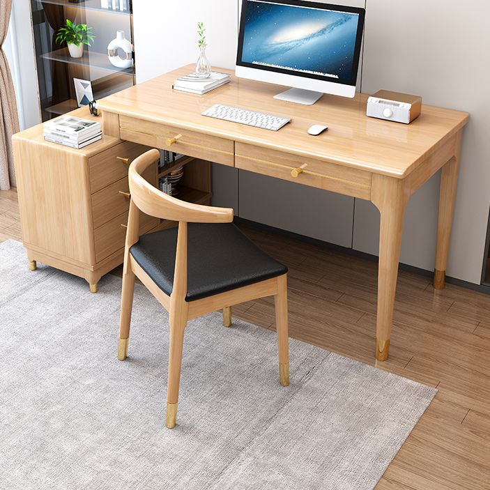 Rubberwood Storage and Drawers Writing Desk Rectangular Office Desk without Chair Clearhalo 'furn' 'furn_office_desk' 'Furniture' 'Office Desks' 'Office Furniture' 'office_desk' 1200x1200_e8033005-15f0-47d6-80f4-64674741164e
