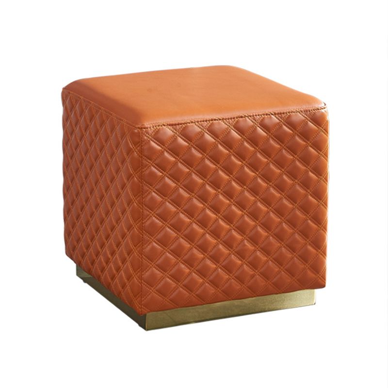 Glam Pouf Ottoman Genuine Leather Upholstered Solid Color Square Ottoman Clearhalo 'furn' 'furn_ottomans_poufs' 'Furniture' 'Living Room Furniture' 'Ottomans & Poufs' 'ottomans_poufs' 1200x1200_e80593cf-0f39-45c1-9c6c-f59d66562186