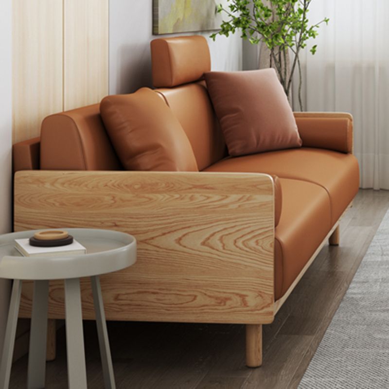 Stationary Stain-Resistant Faux Leather Settee Living Room Pillow Top Arm Sofa Clearhalo 'furn' 'furn_sofas' 'Furniture' 'furniture_sofas' 'Living Room Furniture' 'Sofa' 'sofas' 1200x1200_e8061802-23e2-4965-883e-0131f8de0432