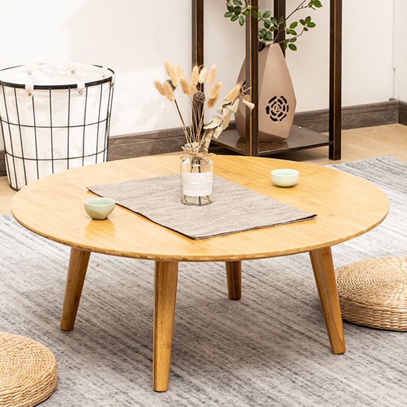 Round Wood Coffee Table Scandinavian 4 Legs Natural Cocktail Table Clearhalo 'Coffee & Accent Tables' 'Coffee Tables' 'coffee_tables' 'furn' 'furn_coffee_tables' 'Furniture' 'Living Room Furniture' 1200x1200_e8066724-797a-4636-83a2-acd179dc3014