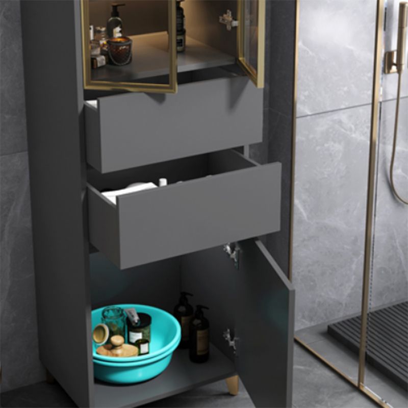 Armadietto per esposizioni in vetro contemporaneo con base in legno per bagno