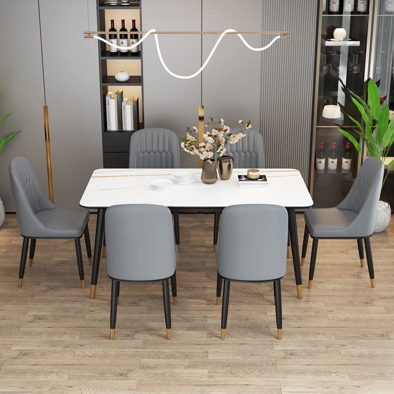 Contemporary Rectangle Dining Room Table Sintered Stone Table with 4 Black Legs Clearhalo ' dining_table' 'Dining Tables & Seating' 'Dining Tables' 'furn' 'furn_dining_table' 'Furniture' 'furniture_dining_table' 'Kitchen & Dining Furniture' 'kitchen&dining_furn' 'kitchen' 'kitchen_dining_table' 1200x1200_e808ad41-cf8d-4c8e-9d56-007bb6d6a976