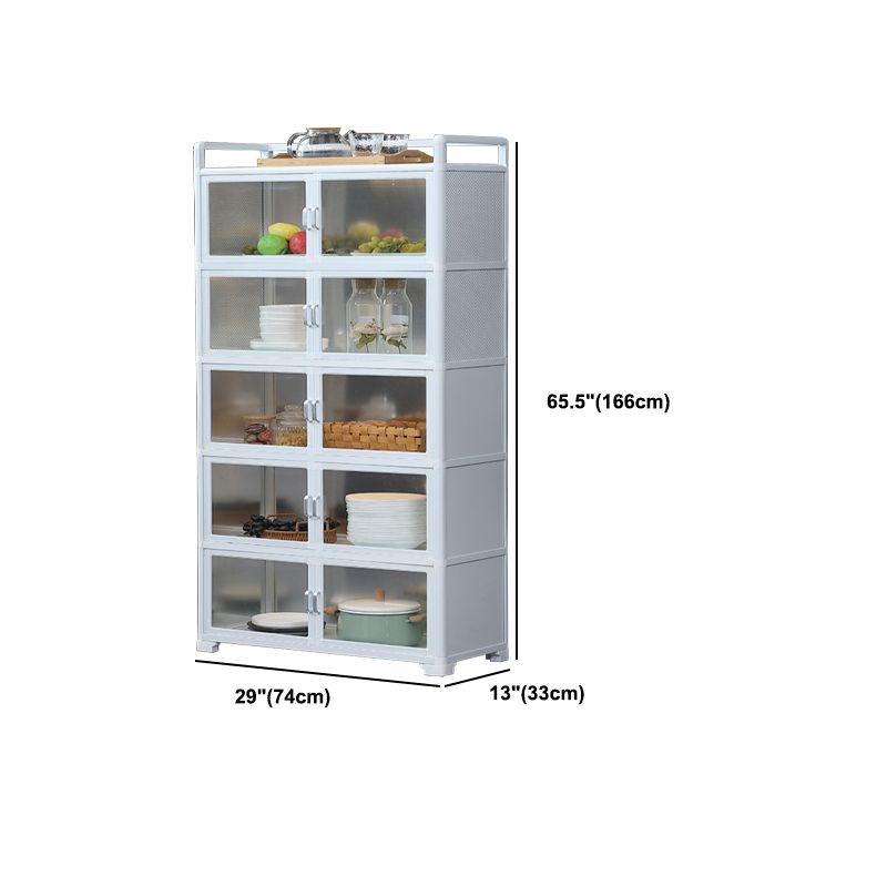 White Metal Sideboard with Glass Doors Modern Indoor Dining Server with Cabinets Clearhalo 'buffet_sideboard' 'Buffets & Sideboards' 'furn' 'furn_buffet_sideboard' 'Furniture' 'Kitchen & Dining Furniture' 1200x1200_e80a82f7-7721-46b3-aa98-b2674f739908