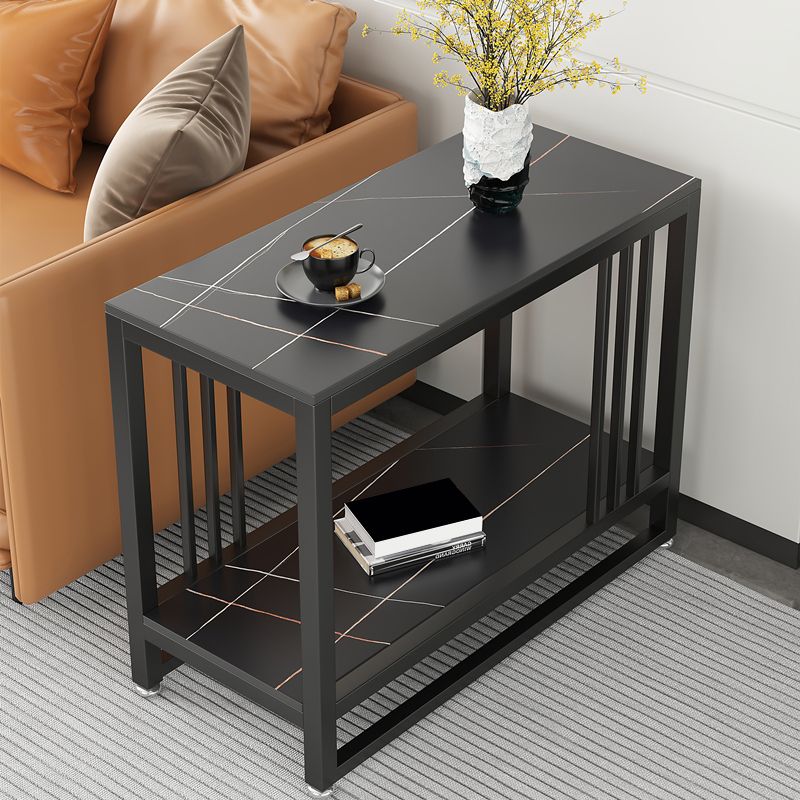 Metal Frame End Table 2-Tier Stone Top Accent Side Table with Shelf Clearhalo 'Coffee & Accent Tables' 'End & Side Tables' 'end_side_tables' 'furn' 'furn_end_side_tables' 'Furniture' 'Living Room Furniture' 1200x1200_e80dbfbd-8537-47db-bfff-a8ff172d3e85