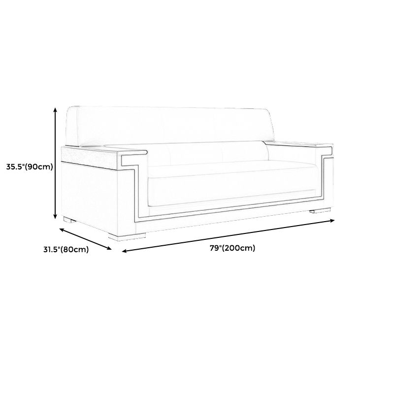 Contemporary Tight Back Standard Sofa 35.43"High Square Arm Sofa, Beige Clearhalo 'furn' 'furn_sofas' 'Furniture' 'furniture_sofas' 'kitchen' 'kitchen_sofas' 'Living Room Furniture' 'Sofa' 'sofas' 1200x1200_e80dc334-00f0-4a4a-872e-c7d160f6e786