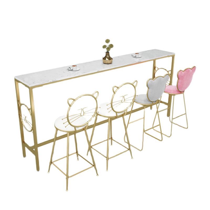 Table de pub à hauteur de barre intérieure en métal avec une base de chevalet de style glamour avec chevalet