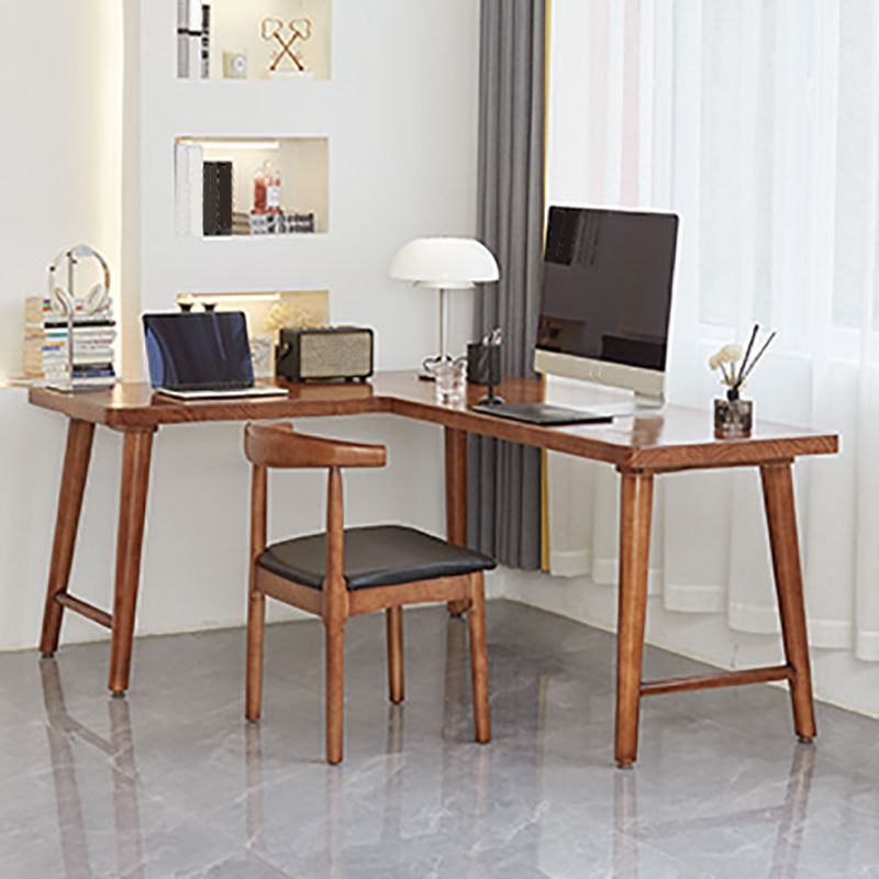 Zeitgenössischer Massivholz-Eckschreiber 29.53 Zoll großer Büroschreibtisch