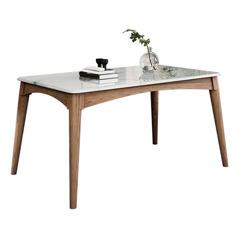 Medieval Modern Sintered Stone Table Kitchen Rectangle White Top Table with 4 Wood Legs Clearhalo ' dining_table' 'Dining Tables & Seating' 'Dining Tables' 'furn' 'furn_dining_table' 'Furniture' 'furniture_dining_table' 'Kitchen & Dining Furniture' 'kitchen&dining_furn' 'kitchen' 'kitchen_dining_table' 1200x1200_e8126e61-7d43-4194-82f8-d69d8af5ad48
