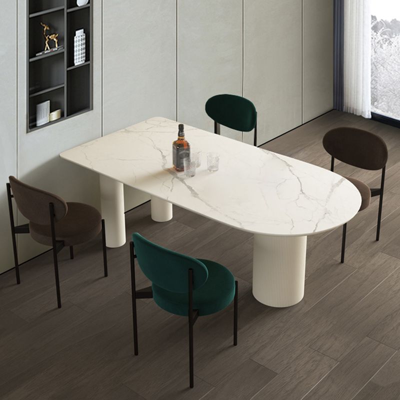 Simplicity Style Sintered Stone Dining Table 3 Legs Base 55" Wide Freeform Table for Home Clearhalo ' dining_table' 'Dining Tables & Seating' 'Dining Tables' 'furn' 'furn_dining_table' 'Furniture' 'furniture_dining_table' 'Kitchen & Dining Furniture' 'kitchen&dining_furn' 'kitchen' 'kitchen_dining_table' 1200x1200_e8136520-164f-4133-8856-bba5c032c6f0