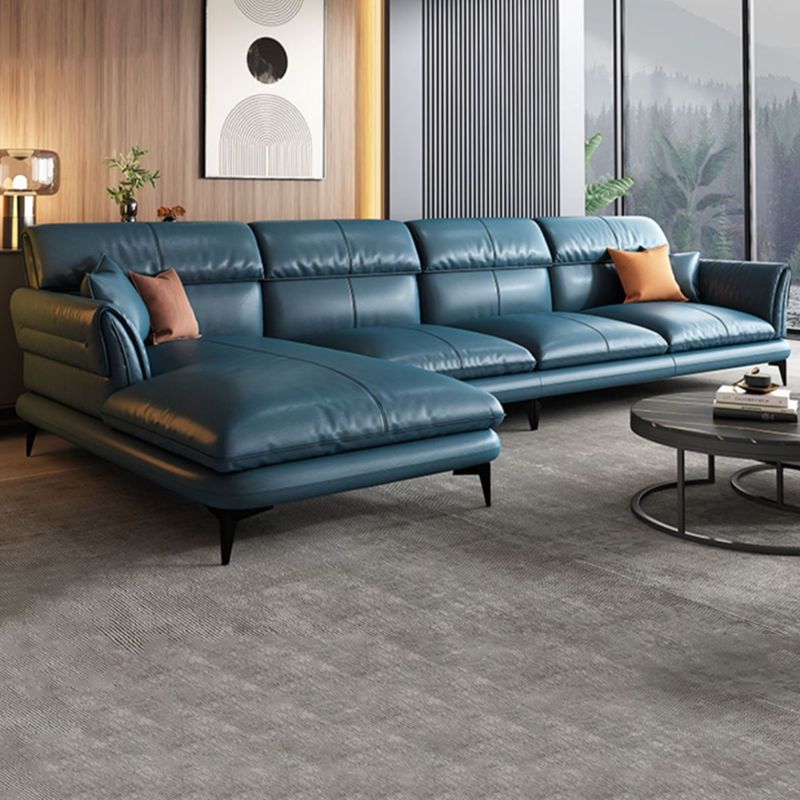 Modern Cushions Flared Arm Seating Living Room Faux Leather Stationary Sofa Clearhalo 'furn' 'furn_sectionals' 'Furniture' 'Living Room Furniture' 'Sectionals' 1200x1200_e813c52e-d7e0-4adc-83d2-6104dfb919b7