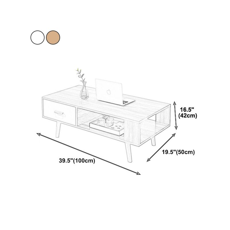 Contemporary 4 Legs Cocktail Table Wood 1 Single Coffee Table with Drawers Clearhalo 'Coffee & Accent Tables' 'Coffee Tables' 'coffee_tables' 'furn' 'furn_coffee_tables' 'Furniture' 'furniture_coffee_tables' 'Living Room Furniture' 1200x1200_e816964f-87a5-47e3-ab8e-ba3af41e6971