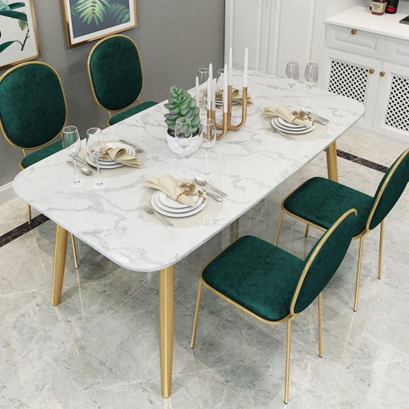 Modern Faux Marble Dining Table Metal Dining Table for Home Use Clearhalo 'Dining Tables & Seating' 'Dining Tables' 'dining_table' 'furn' 'furn_dining_table' 'Furniture' 'Kitchen & Dining Furniture' 1200x1200_e81a1200-3450-4436-8060-a2aea61d3ab7